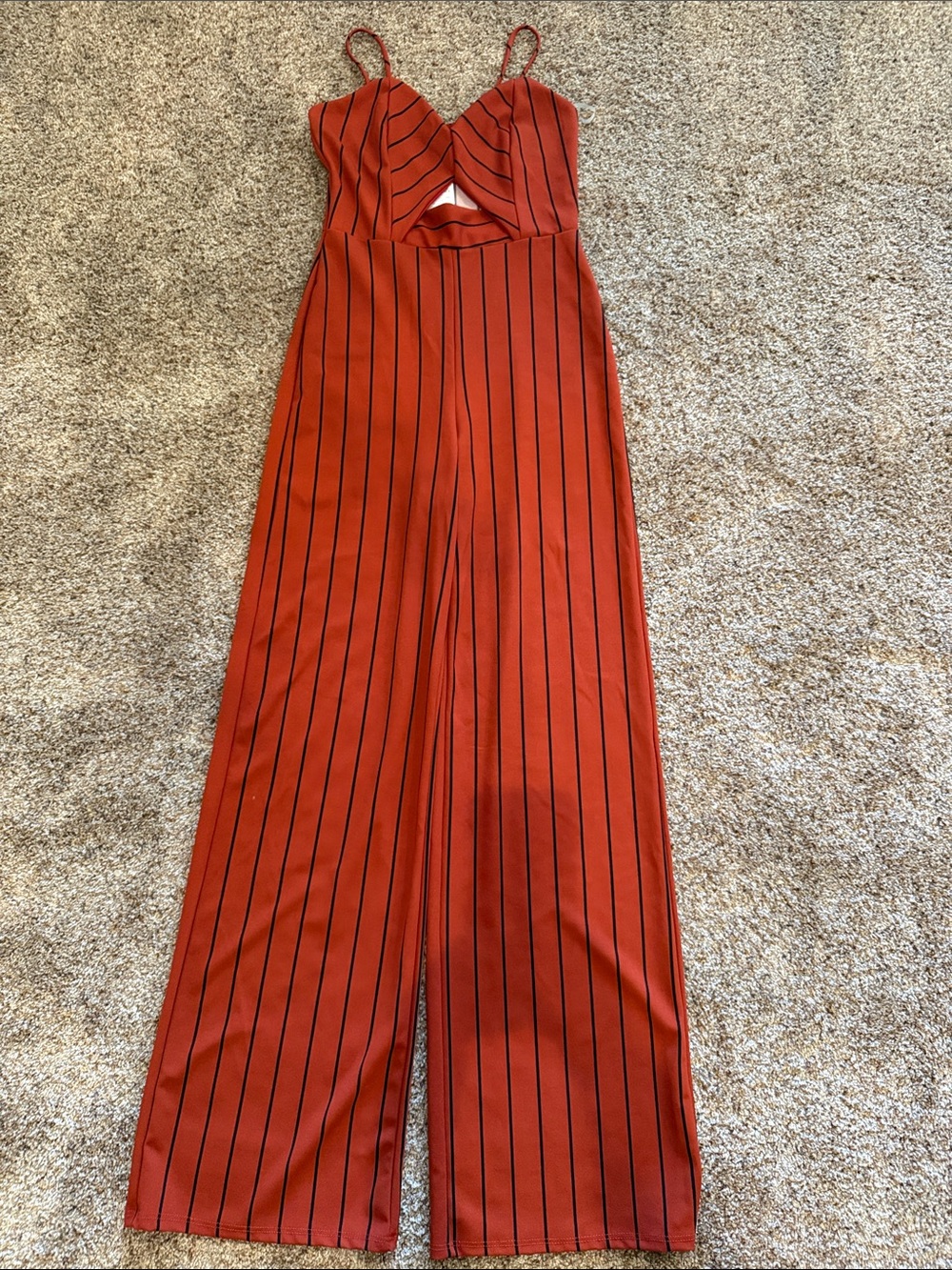Windsor Rust Orange-Red Pinstripe Wide-Leg Jumpsuit